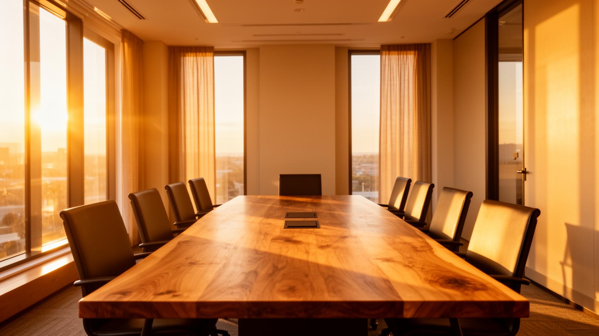 Warm sunlit boardroom